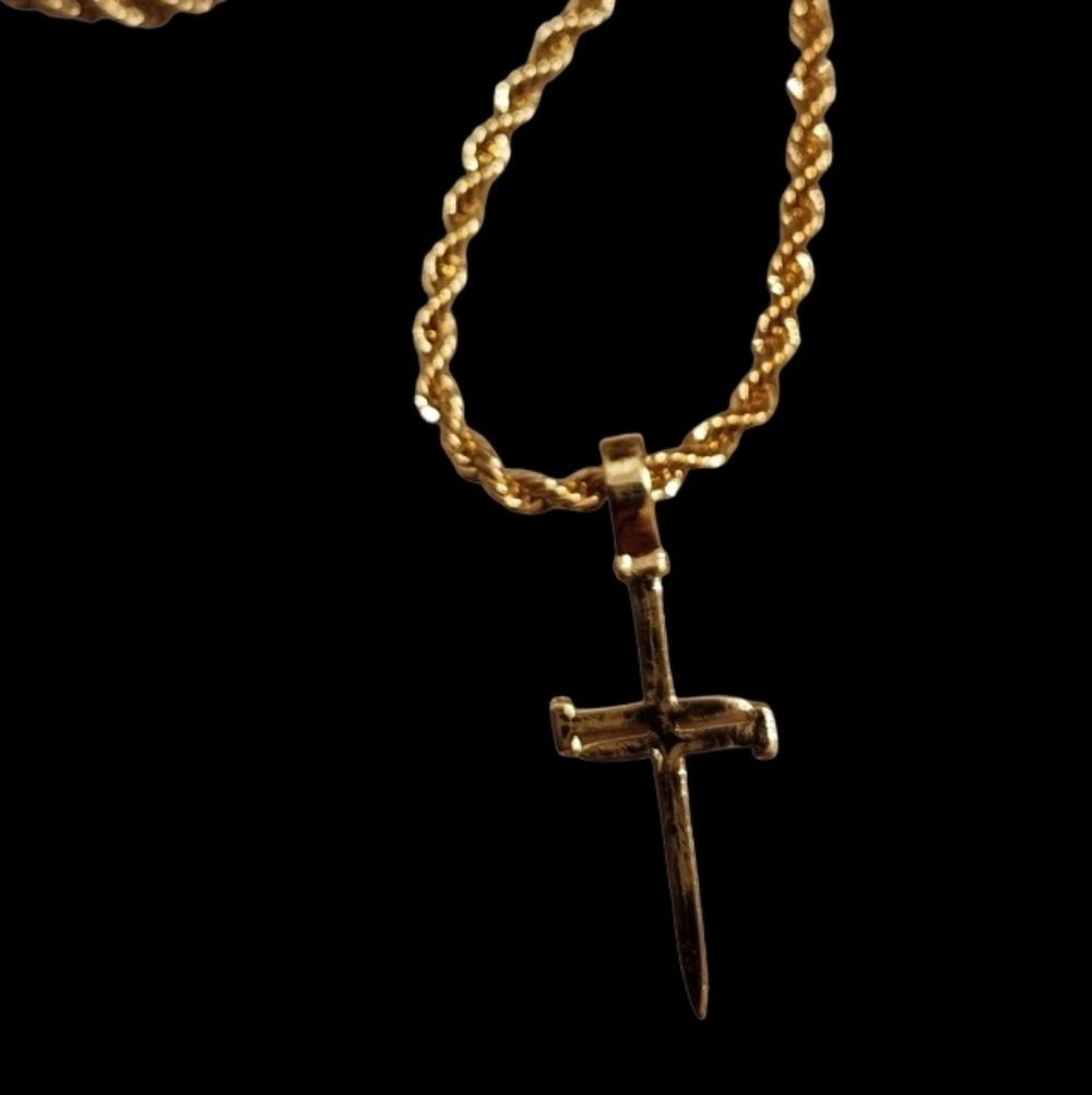🍂Crystal Cross Necklace 14k Plated Over Stainless Steel - Picture 3 of 4